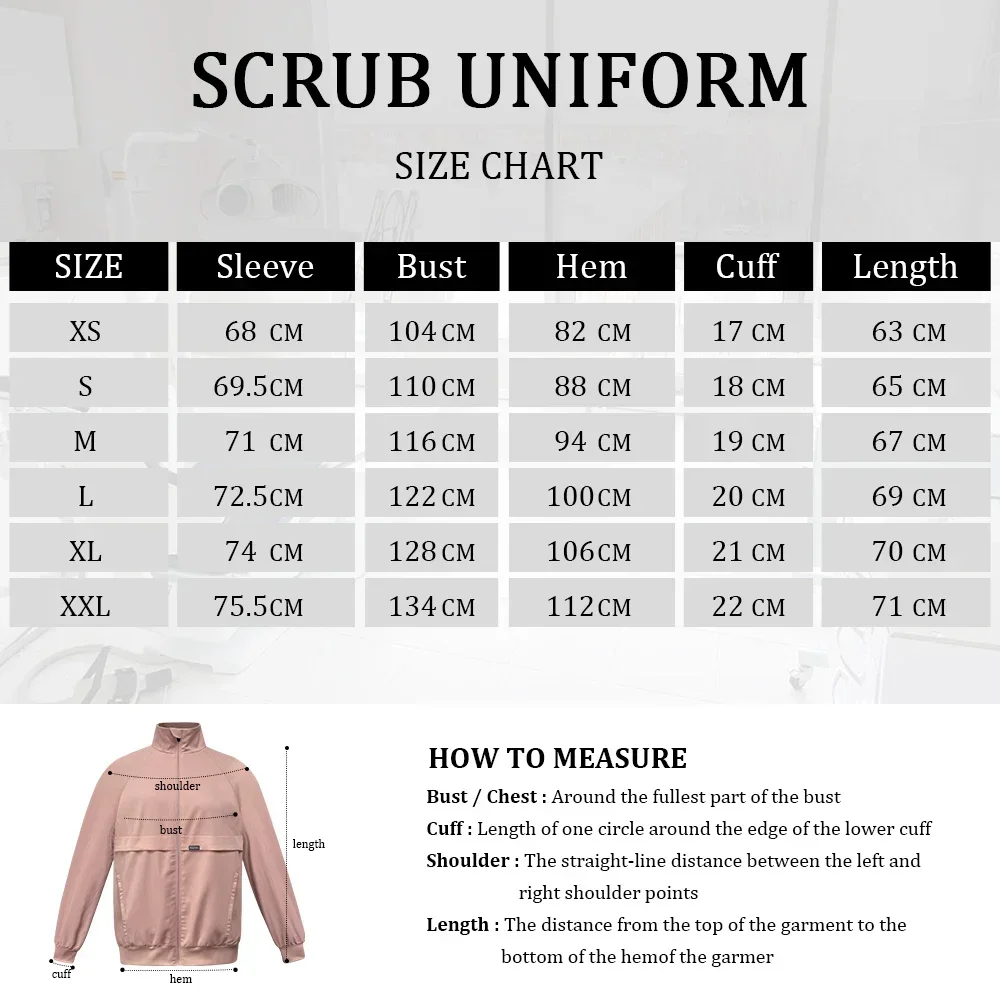 Women's Medical Uniform Surgical Jackets Nursing Cleaning Work Wear Pet Store Pharmacy Scrub Tops Solid Coat Unisex Mens Scrubs