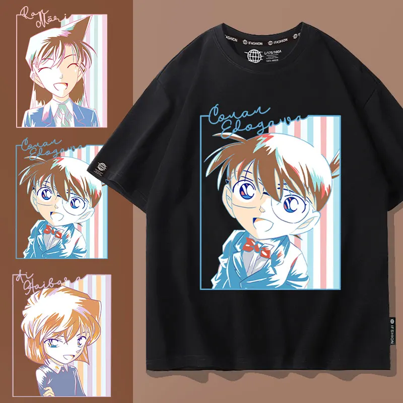 Japanese detective Conan short-sleeved male T-shirt thief Kidd Kuihara Aikudo Shinichi half-sleeved summer clothes cotton