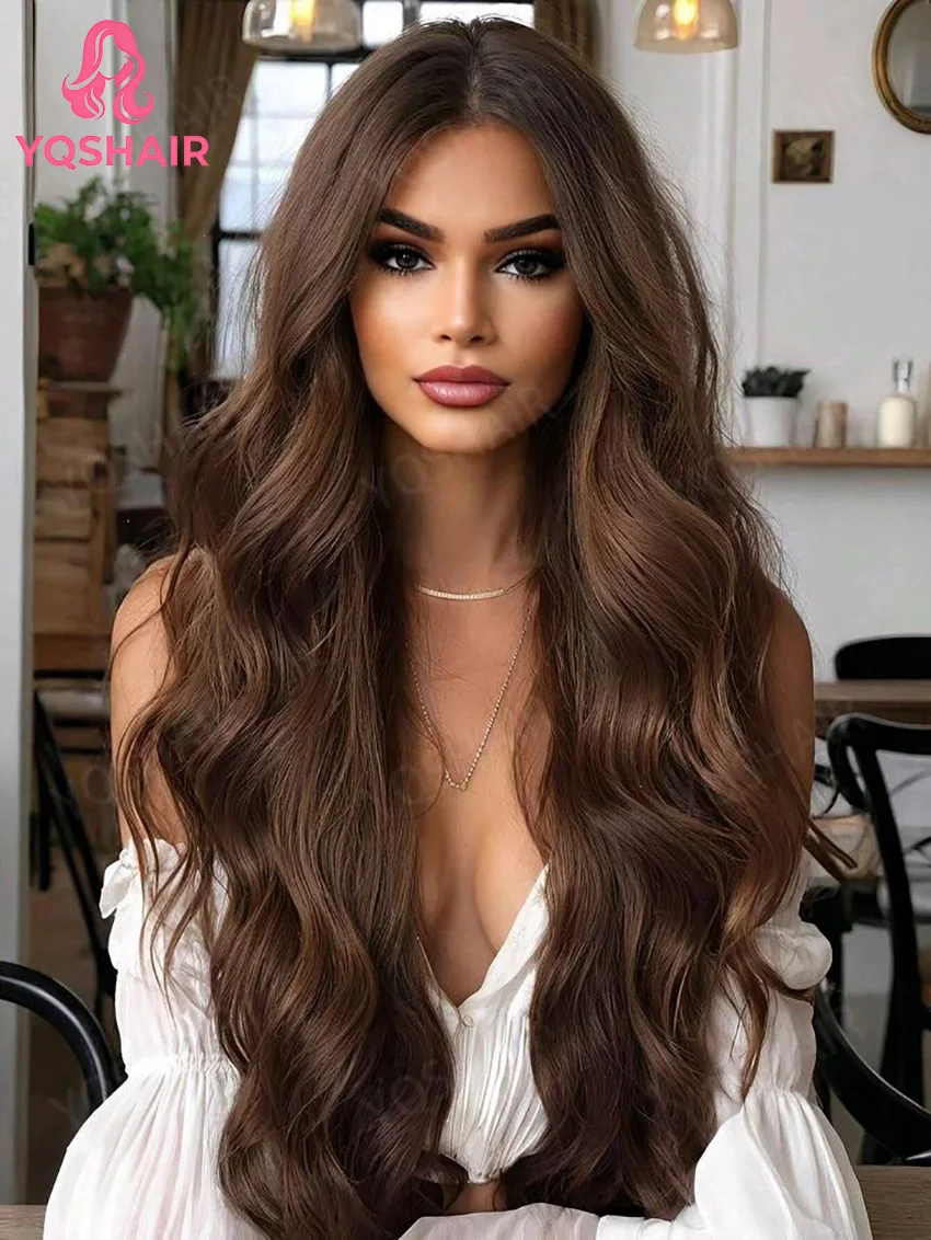 

30-дюймовый 4 # Коричневые цветные костяные прямые человеческие волосы, парики 13x4 HD, кружевной фронтальный парик, бразильский девственный парик из густых волос 200% плотность