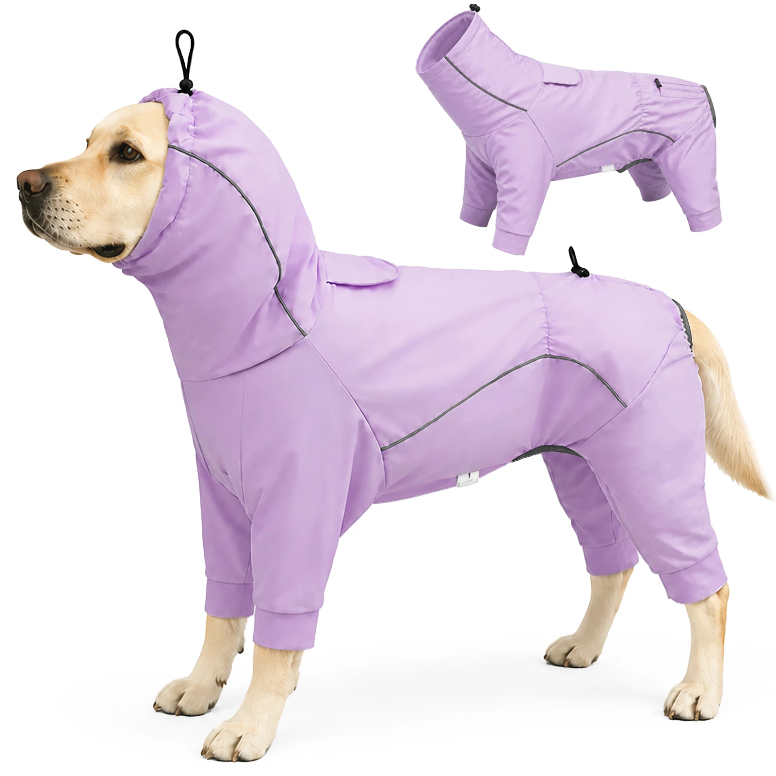 Hunde-Schutzanzug gegen Zecken & Fuchsschwanzmilben, Ganzkörper-Overall mit Vier Beinabschnitten, Atmungsaktiver Schnelltrocknender Stretch-Stoff, Wasserabweisend – Detail 3