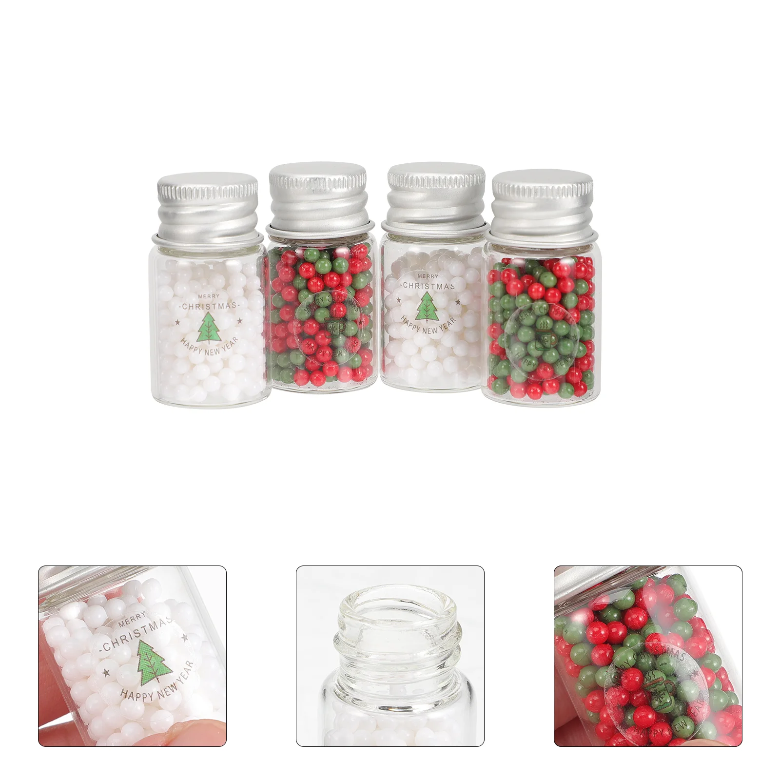 

4 Pcs Miniature Bedroom Decor Decorative Food Jar Candy Decoration Lovely Glass Xmas Prop Living Home