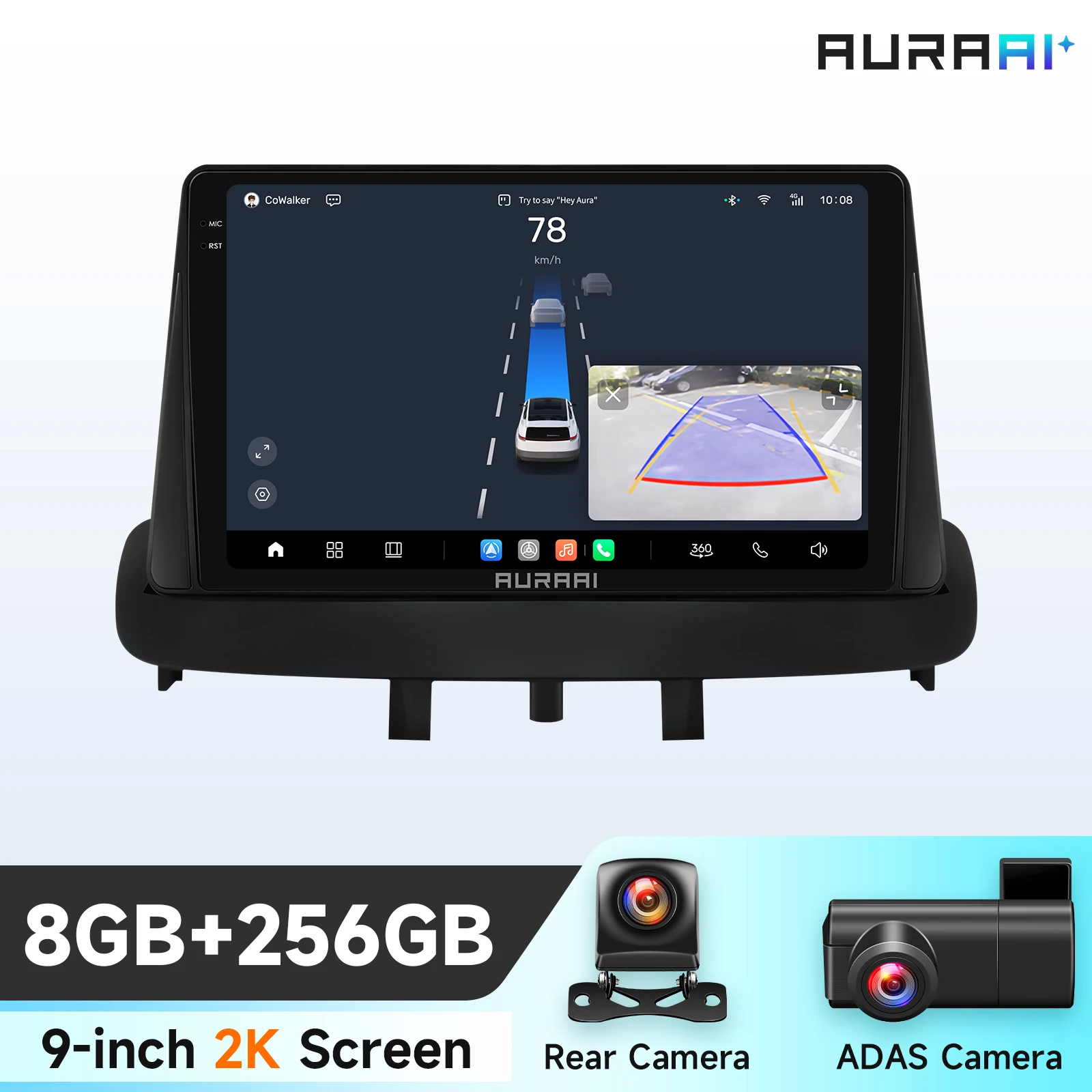 Écran intelligent de voiture AURAAI X100 2K pour Renault Megane 3 2008 - 2014, lecteur multimédia Carplay Android Auto, caméra ADAS 360, commande vocale AI, unité principale