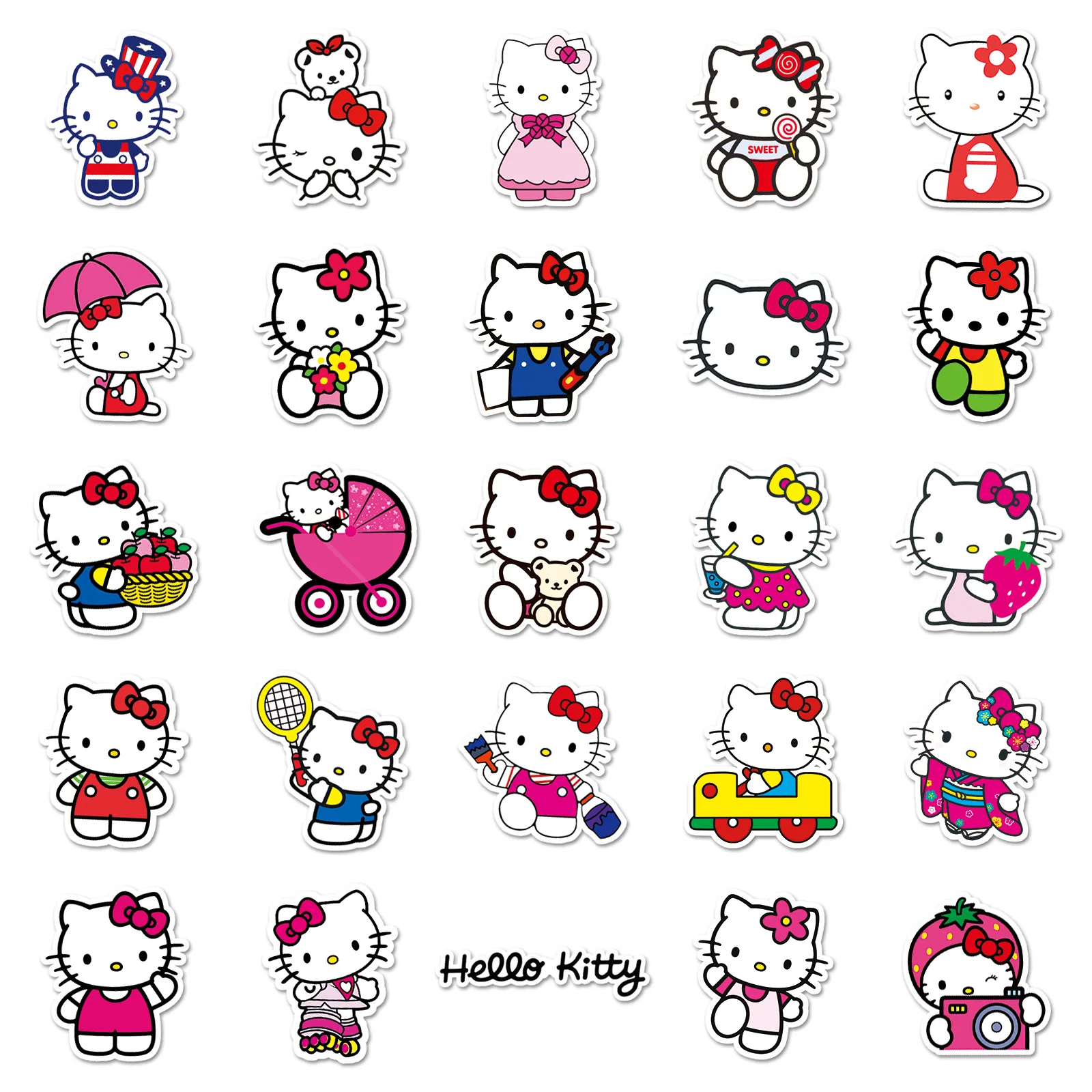 Stiker Tablet gambar kartun Hello Kitty, Stiker anti air, koper ponsel, gambar kartun, grafiti, imut, 50 buah