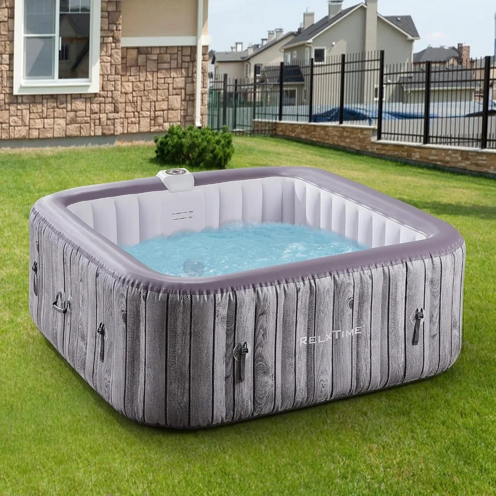 

130 Bubble Air Jets Inflatable Pool Assesories Portable Hottub 4-6 Person Cover Picinas Inflatable Blow Up Hot Tub Spa Square