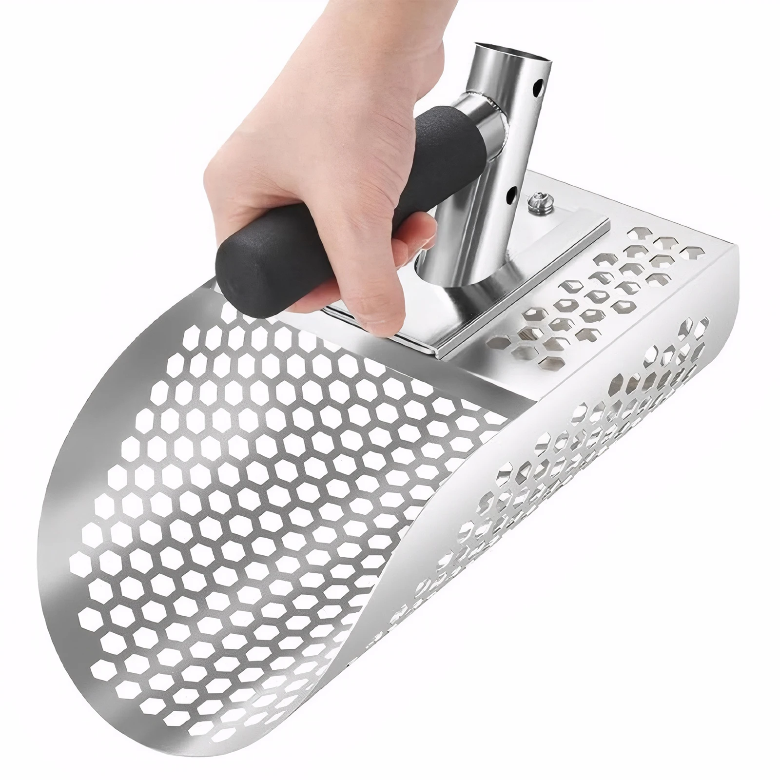 2 In 1 Stainless Steel Sand Scoop Anti-Slip Metal Detector Scoop Wear Resist Fast Sifting Shovel for Underwater Backyard