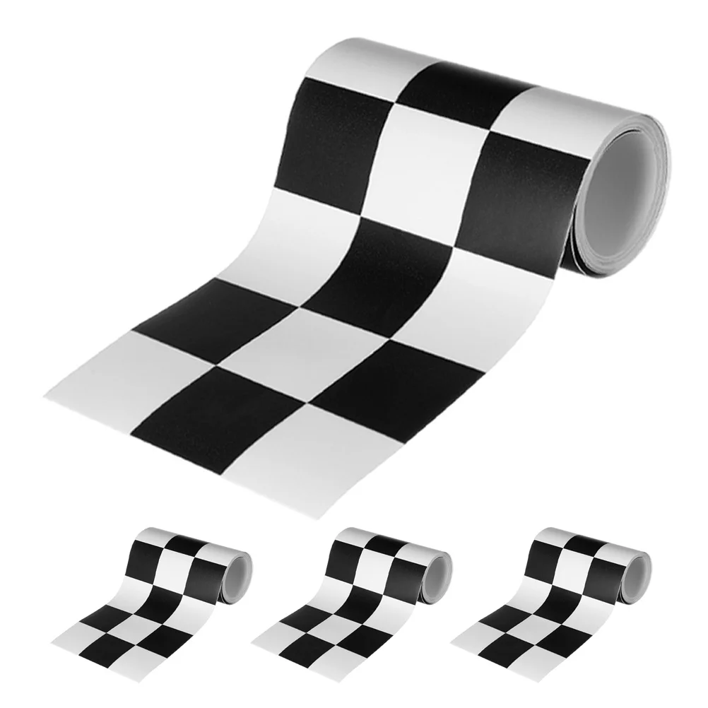 

4 Rolls Bathroom Waterproof Sticker Black White Peel Stick Pvc Wallpaper For Walls Floors Cabinets, Removable Wall Border Decor