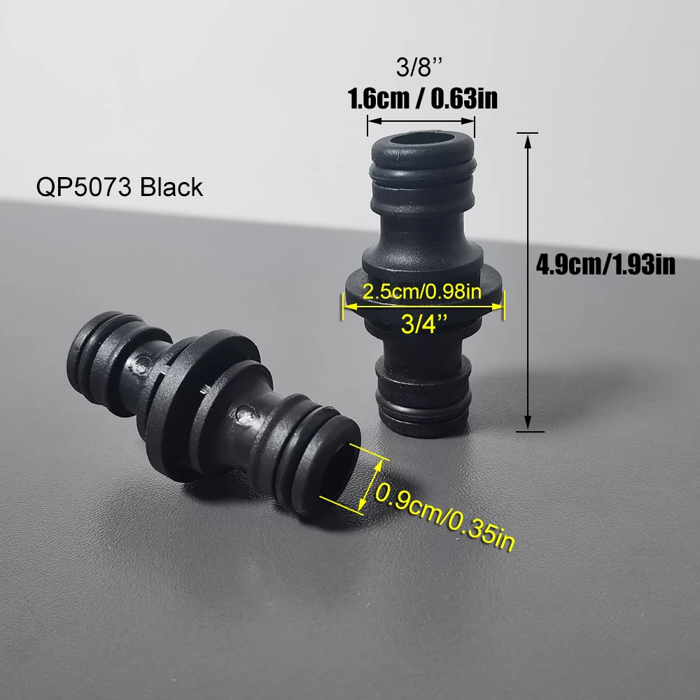 12Pc 1.6cm/0.63in 3/8'' Quick Connect Bidirectional Nipple Garden Irrigation Water Pipe Joint Drip Irrigation Adapter Faucet IBC