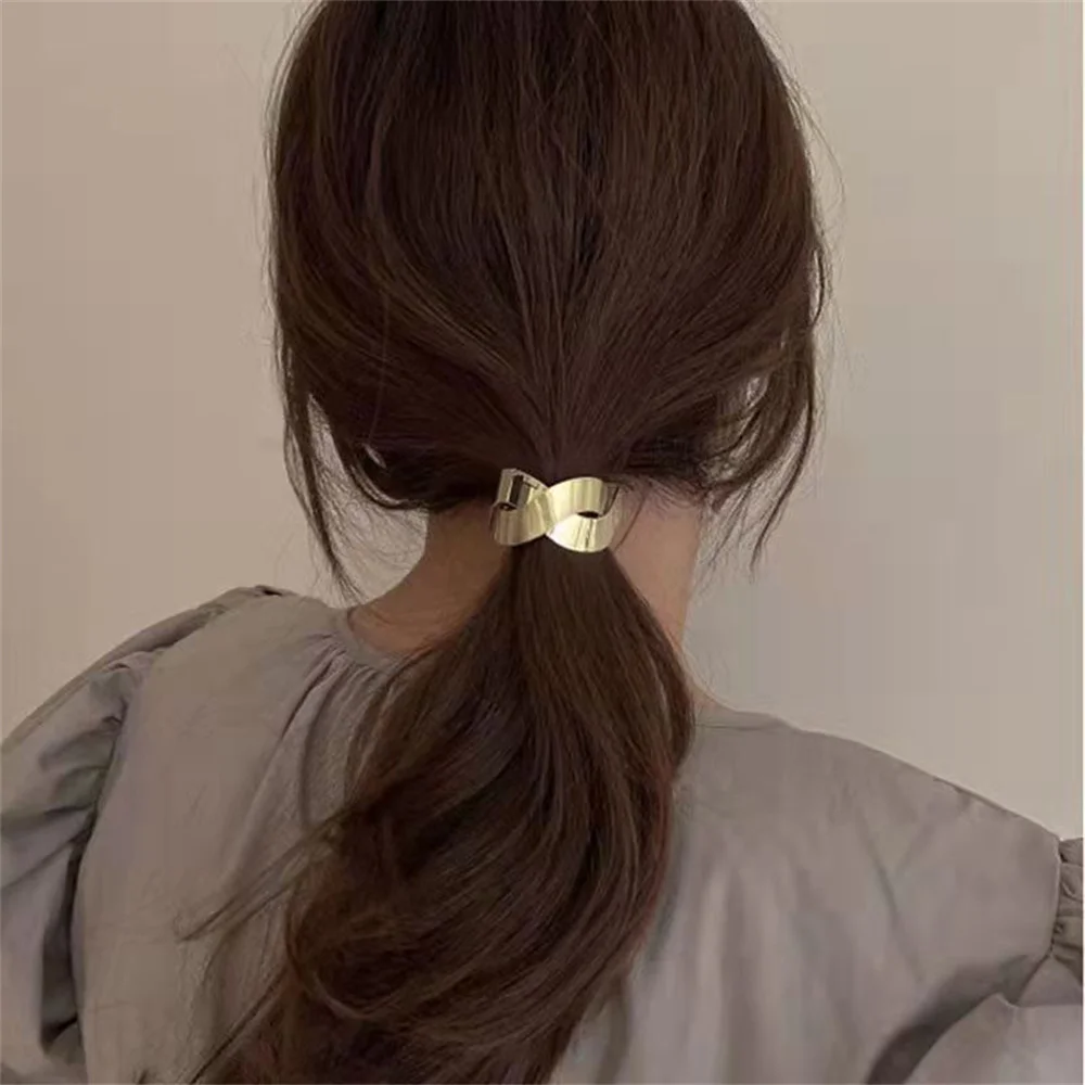 Fashion Metal Golden Hair Band For Women Girls Geometry Elastic Hair Ropes Handmade Hair Tie Head Band Hair Scrunchies Ornaments