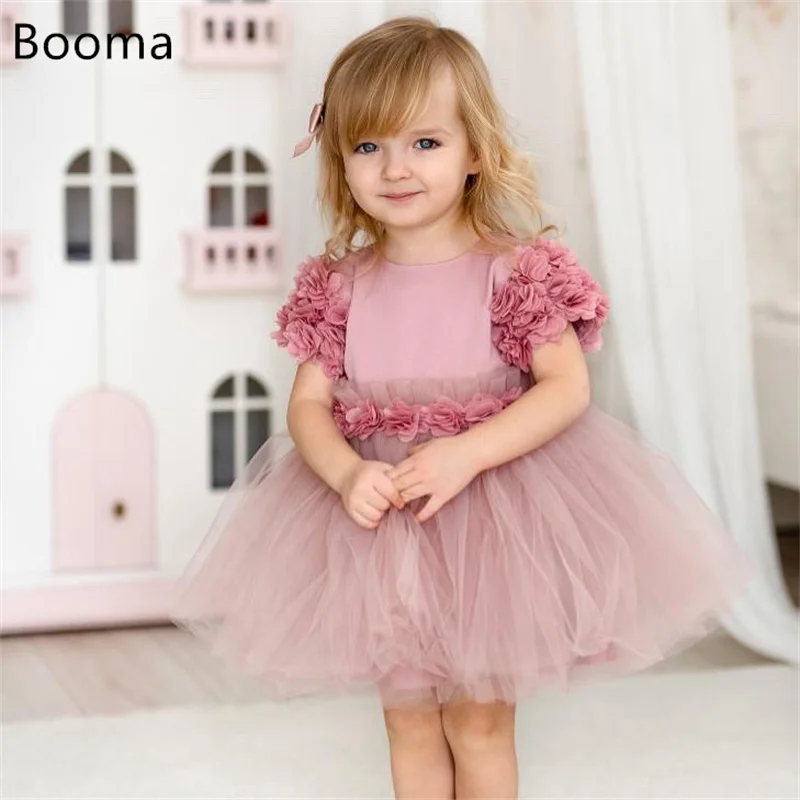 Booma Flowers A-Line Girl Dresses Wedding Party Dress for Kids 3D Flowers Girls Prom Gowns Customized 2025