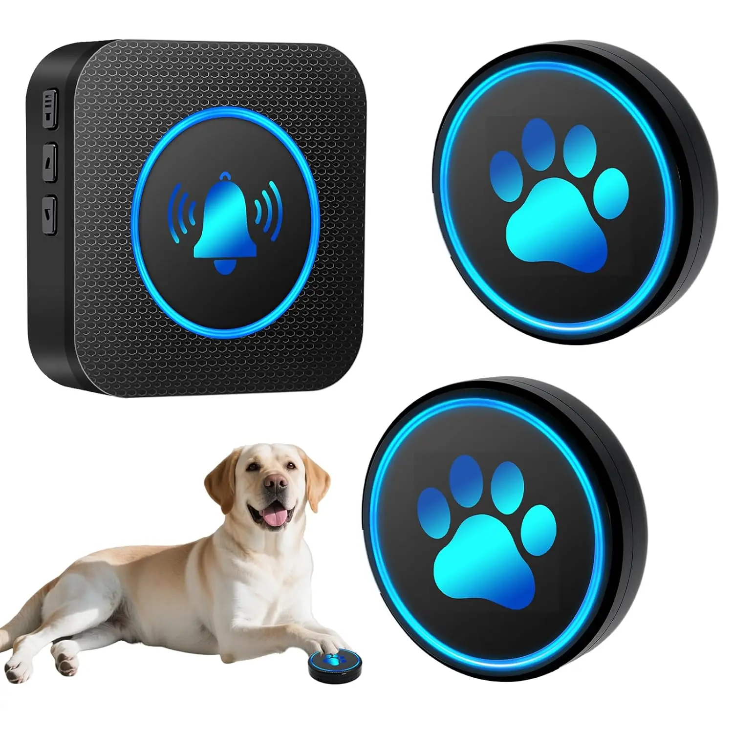 Smart Wireless Dog Door Bell, IP65 Waterproof Button, 1000ft Range, 60 Melodies, Adjustable Volume, 2 Button, Customized