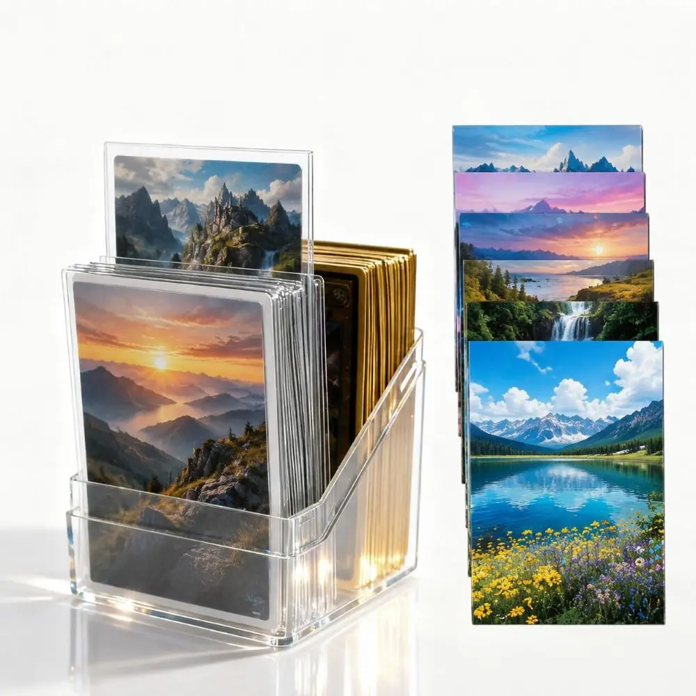 Acrylic Card Storage Box 100PCS Capacity Transparent TCG Deck Box Stackable Secure Storage Card Display Box