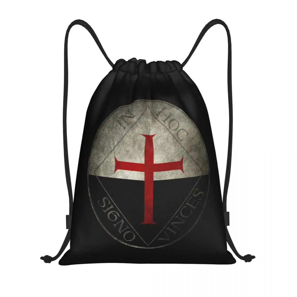 Templar Knight Jerusalem Cross Seal Medieval Warrior Symbol Drawstring Bag Men Women Lightweight Sports Gym Storage Backpack