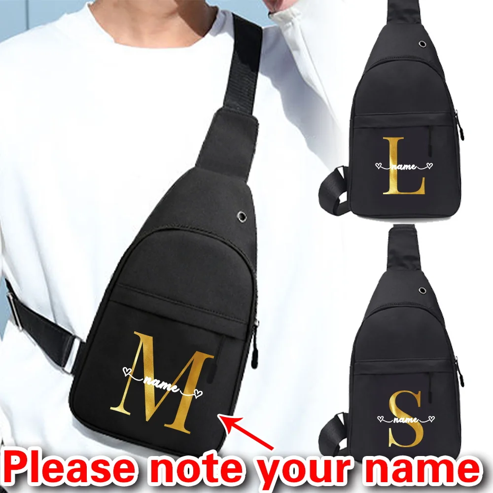 

Personalized Customized Gold Letter Men's Chest Bag Multifunctional Casual Crossbody Bag Men's Fashion Trend Shoulder Bag