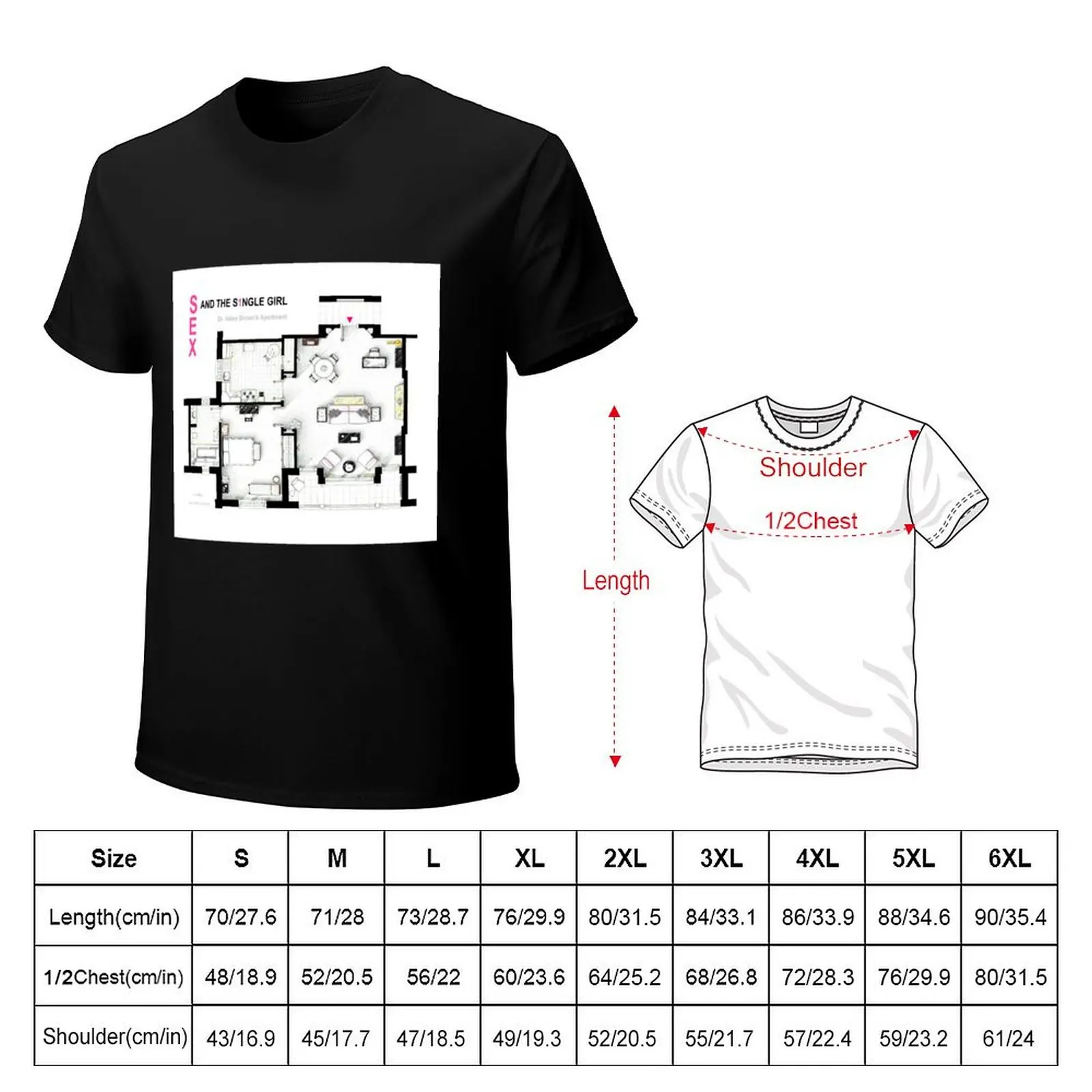 Floorplan of Dr. Brown's apartment from SEX AND THE SINGLE GIRL T-Shirt Christmas Casual Tee Shirt