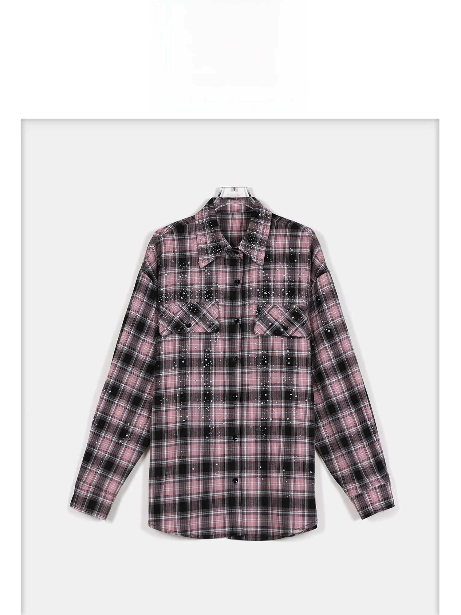 

Chic Ne Plaid irt Women's Faion Layering Spring 2026 LA eila Casual Fit Polyester Blend Long Sve Casual irt