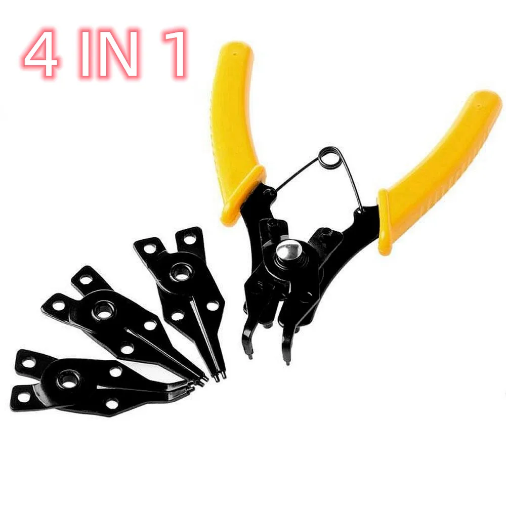 4 IN 1 Multifunctional Snap Ring Pliers Multi Tools Multi Crimp Tool Internal External Ring Remover Retaining Circlip Pliers 5