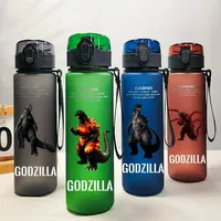 560ML Godzilla Cartoon Plastic Direct Drinking Water Cup Student Outdoor  Camping Water Bottle Portable Leak Proof Water Bottle