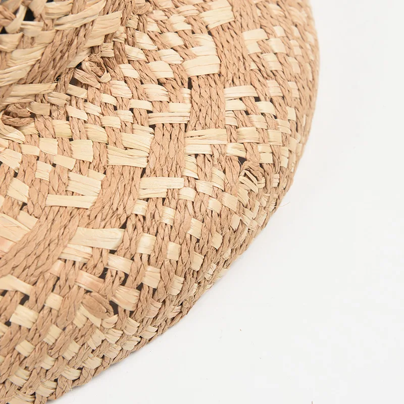 USPOP French Style Women Sun Hat with Hollow-out Design Vintage Handmade Straw Cloche Hat Patchwork Beach Hat for Women