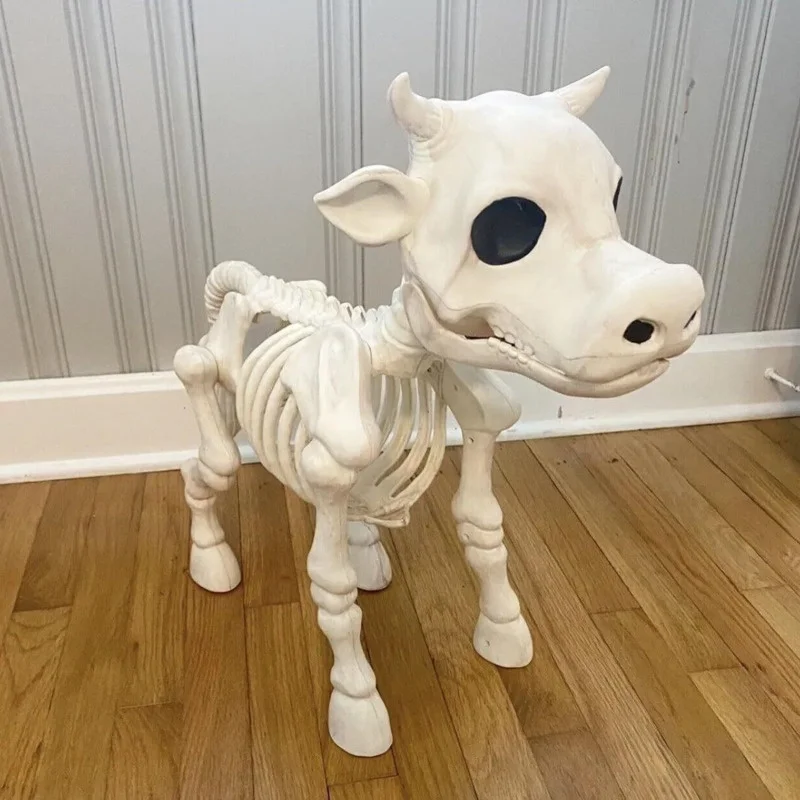 Cow Skeleton Shape Resin Material Statue Halloween Haunted House Atmosphere Decoration Home Outdoor Fun Resin Crafts Decorations