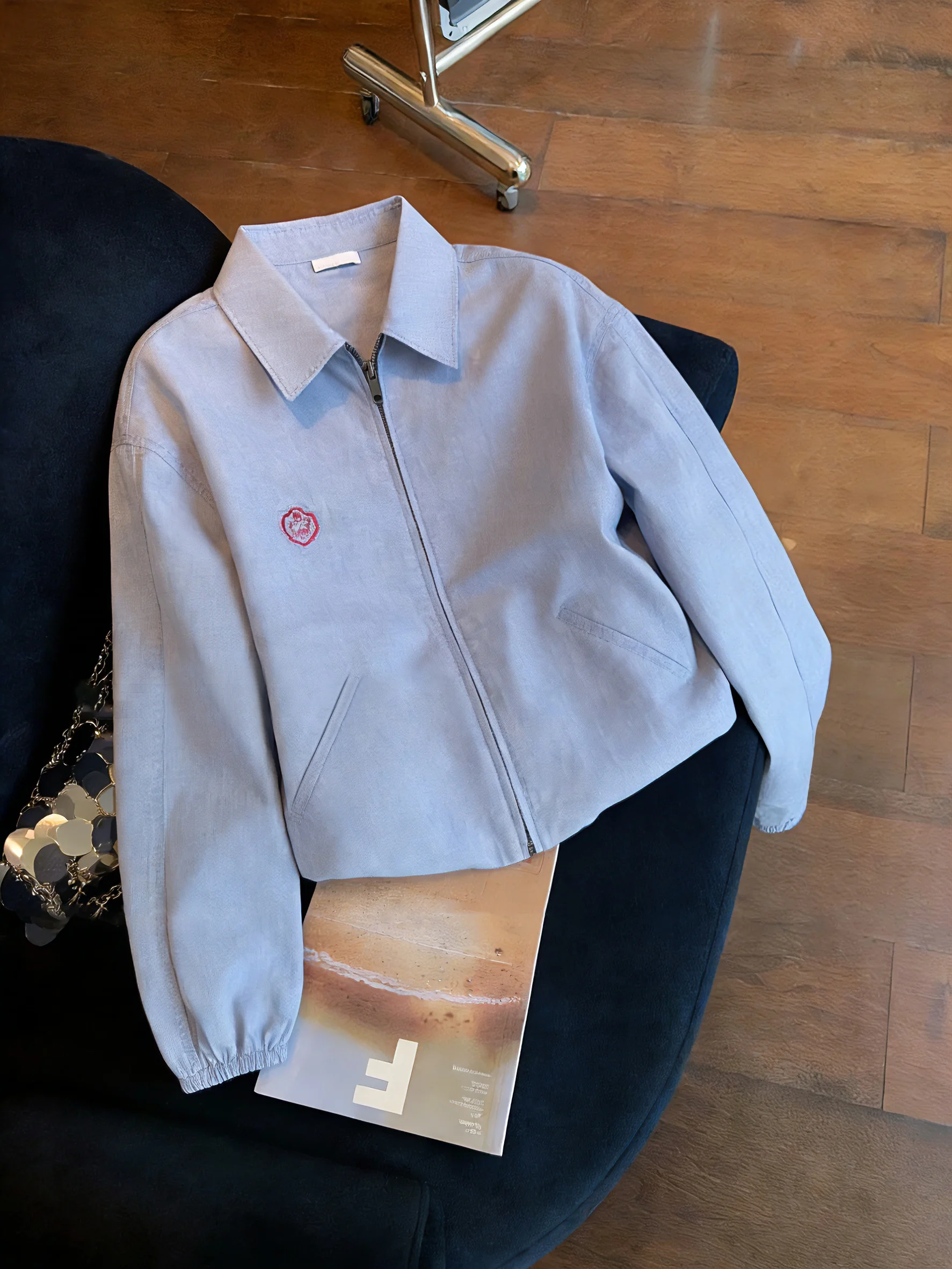 

Ретро-куртка с американским принтом и воротником, повседневная, весенне-осенняя, в корейском стиле, универсальная, для мужчин и женщин