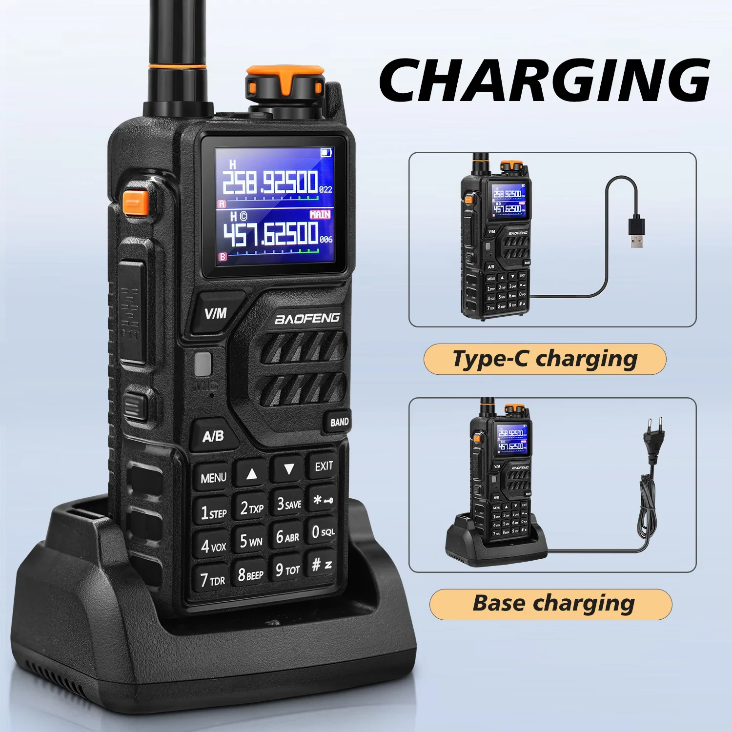 2024 yeni Baofeng K5PLUS 10W walkie-talkie tri-band UHF VHF 999CH 2500mAh amatör radyo K5PLUS iki yönlü radyo AM FM frekans kopya