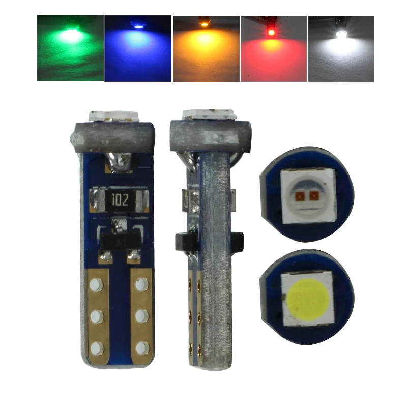 100-Pack T5 LED Interior Light Bulbs 6V 12V 24V W3W W1.2W for Car Truck Park Number Plate Backup Indicator Instrument Lamp