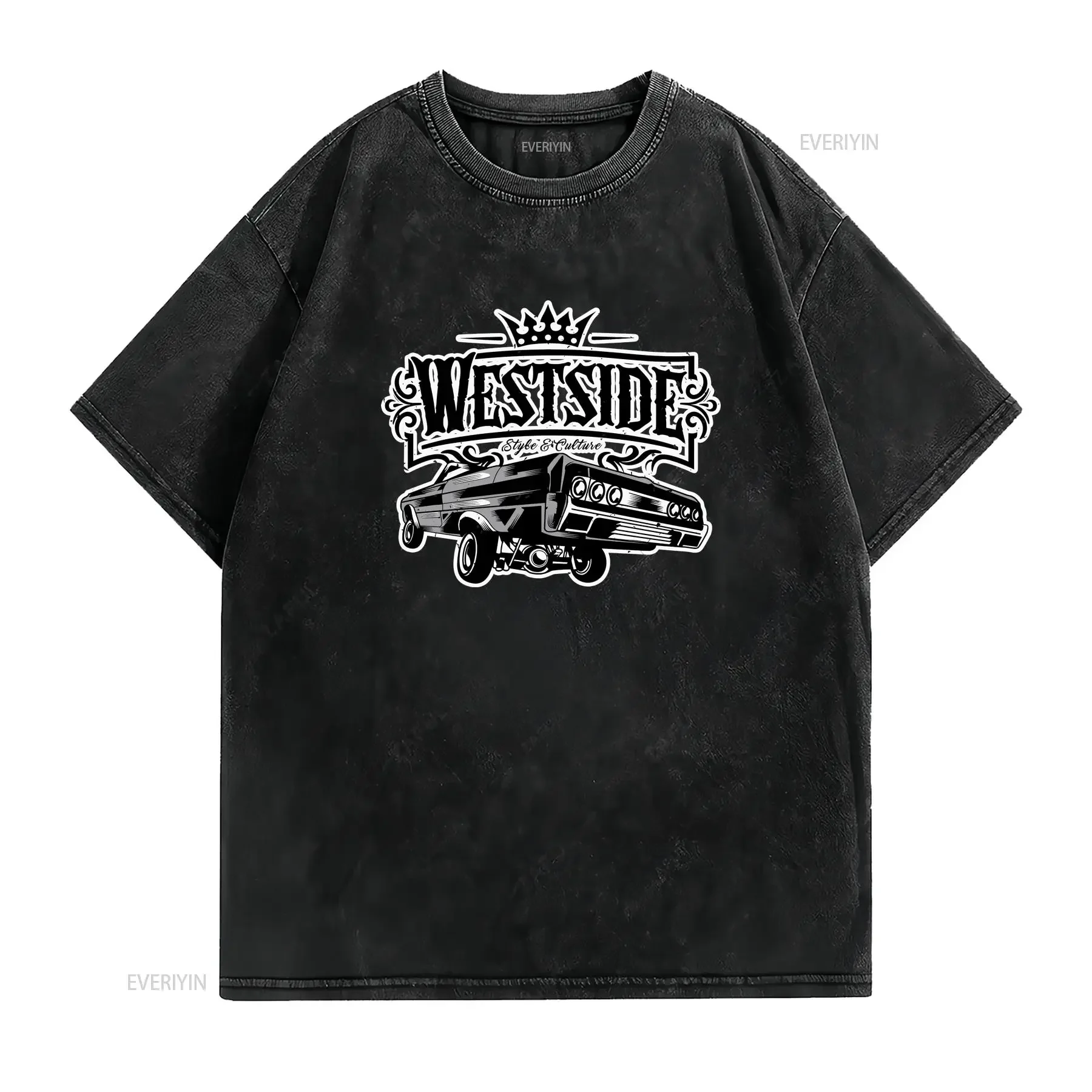Westside Lowrider T Shirt Adult Gangsta Westcoast Hip Hop Tattoo Ink Style Urban Street Rap Culture Old School vintage Washed