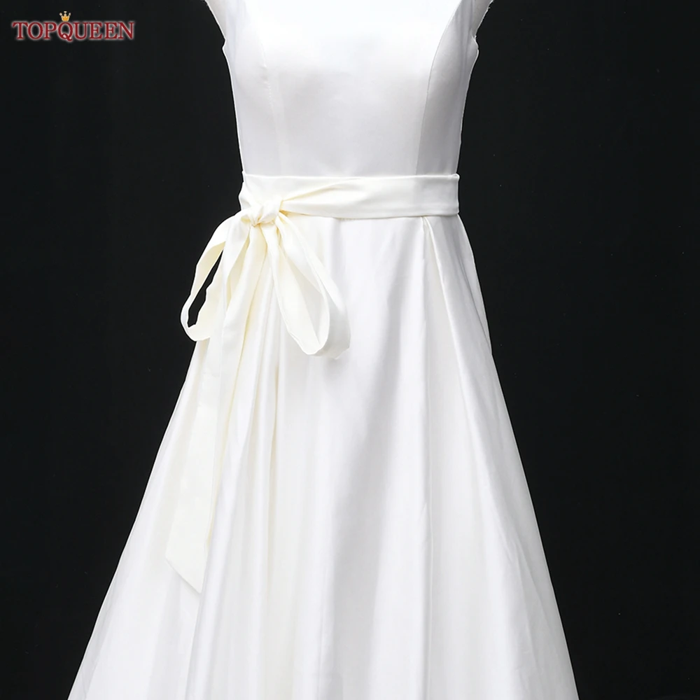 TOPQUEEN Wedding Dress Strap Woman Wedding Outfit Strass Belt Sashes Chair Cover Women's Long Satin Ribbon S400