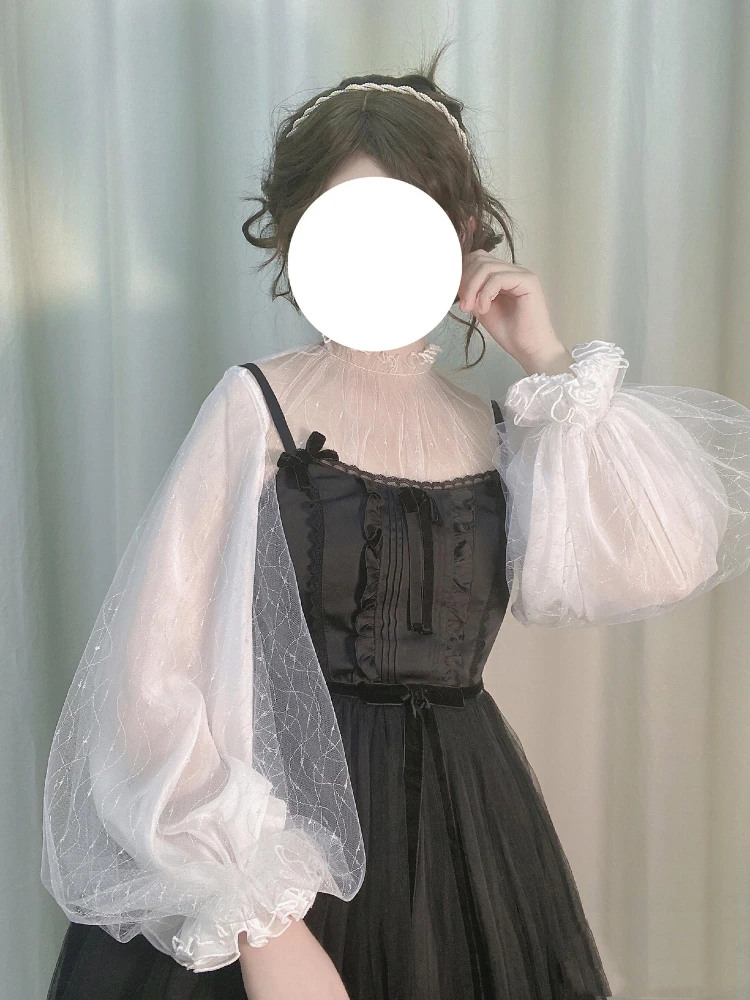 Lolita Skirt Inner Wear Thin Veil Bubble Sve Chiffon Long Sve Daily Summer JSK irt Siren Lolita Inner Wear Sweet Sl...