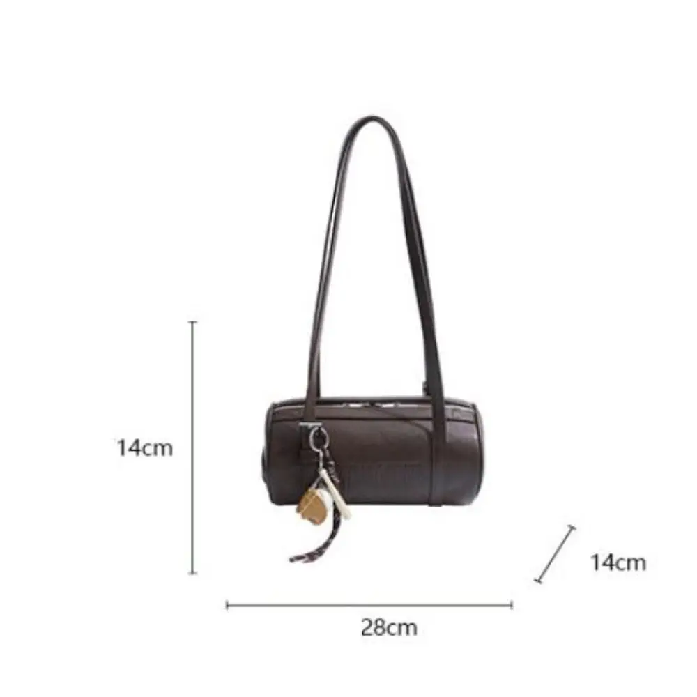 Latest Designer Cylinder Shaped Shoulder Bag With Pendant Solid Color Crossbody Bag Multifunctional Women Backpack