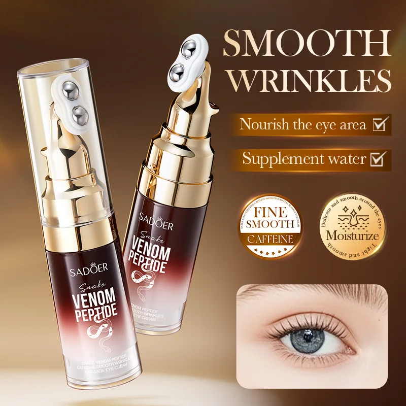 Snake Venom Eye Cream Anti- Wrinkle With Roller Ball Quick Hydrating Refreshing Caffeine Eye Serum Fades Fine Lines Skin Care