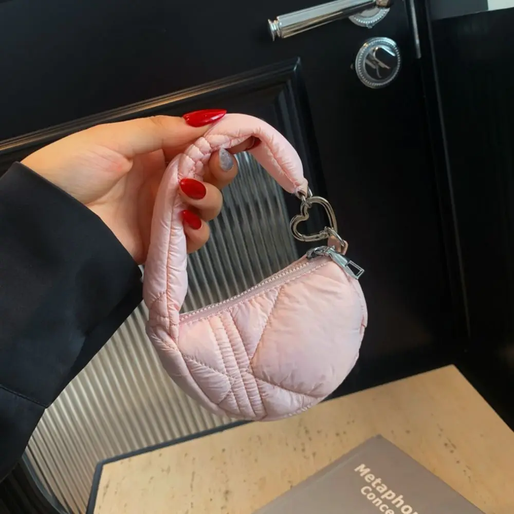 Elegant Solid Color Mini Pleated Cloud Bag Mini Handbag Quilted Small Wallet Sling Korean Style Purse Lipstick Earphone Bag