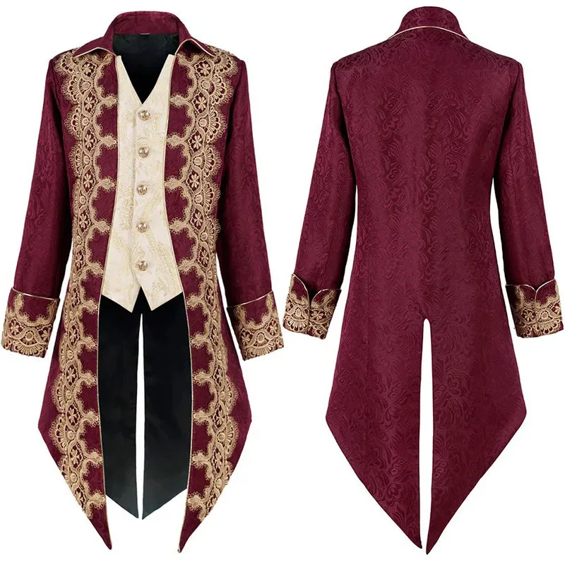 

COSda@Medieval Tuxedo Steampunk Vintage Victorian Long Sleeve Windbreaker Medieval Vintage Suit Prince Costume For MenCOSda@