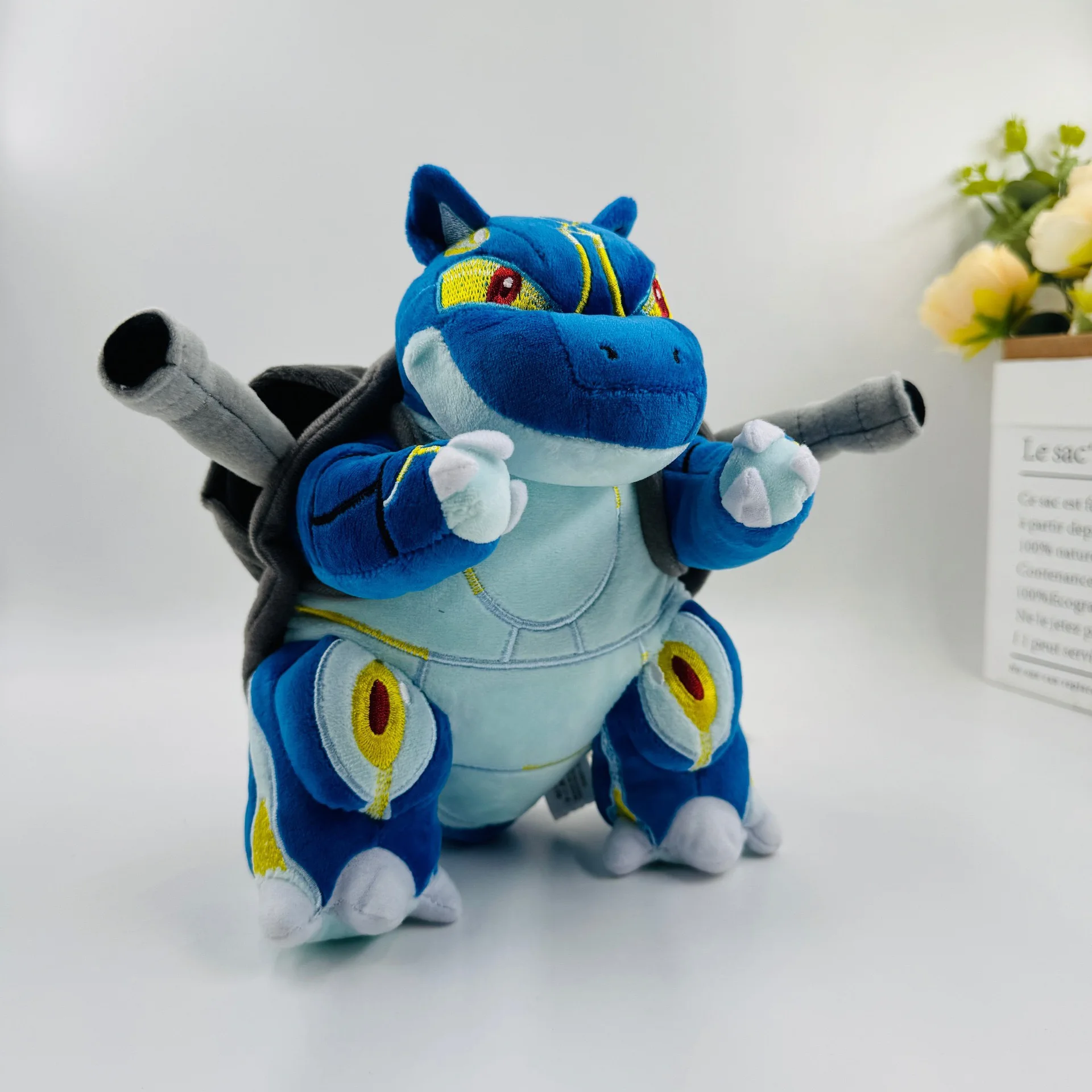 20cm メガブラストイズ ポケモン ぬいぐるみ - 巨大キャノンタートル 最終進化 ぬいぐるみ、水タイプ ゼニガメ進化 コレクタブルフィギュア