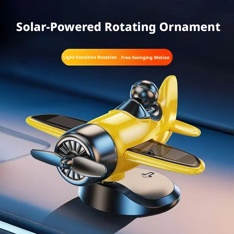 Adorno para Coche con Sensor de Luz, Diseño de Avión, 360 ° Modelo de Avión Giratorio, Decoración para el Tablero del Automóvil, Adorno para el Interior del Vehículo