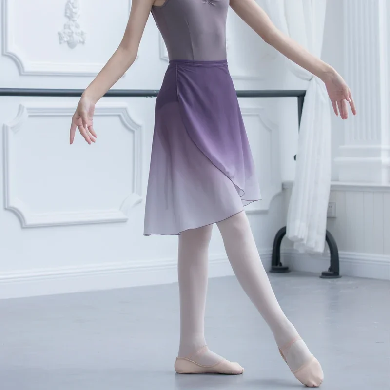 Vêtements de ballerine longs pour filles, couleur décolorée, vêtements de danse pour adultes, vêtements de danse d'été, jupe de ballet rose/violet pour filles
