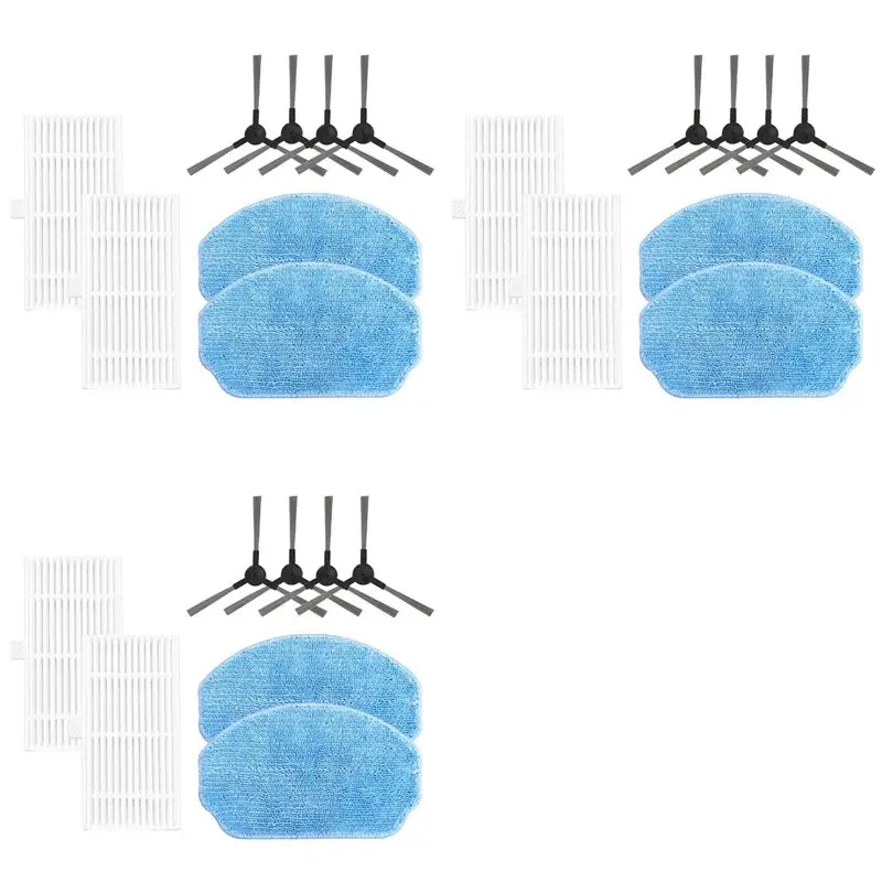 AS60-3 Set For Midea VCR04W Robot Vacuum Cleaner Accessories Hepa Filter Side Brush Mop Cloth Spare Parts