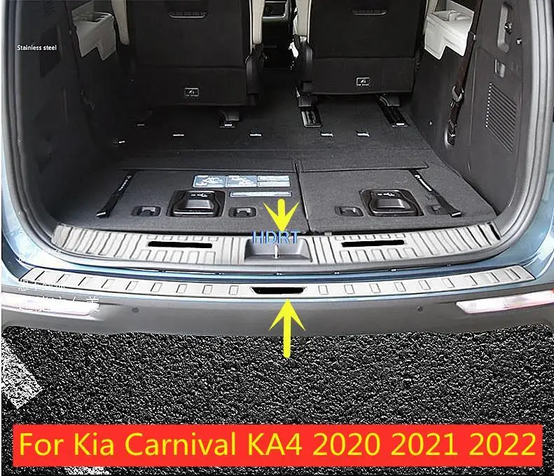 

Для Kia Carnival KA4 2020 2021 2022, черная титановая задняя панель из нержавеющей стали, Накладка на порог двери, молдинг, украшение