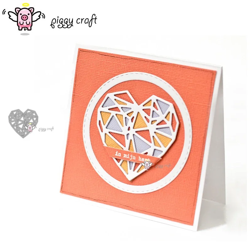 

Piggy Craft metal cutting dies cut die mold Heart shaped diamond Scrapbook paper craft knife mould blade punch stencils dies