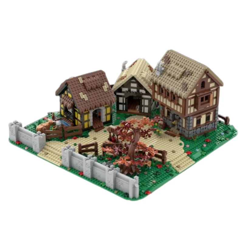 สปอต MOC- 198833   บ้านยุคกลางหมู่บ้านยุคกลาง Diorama อนุภาคขนาดเล็กประกอบอาคารบล็อกอาคารปราสาทของเล่น