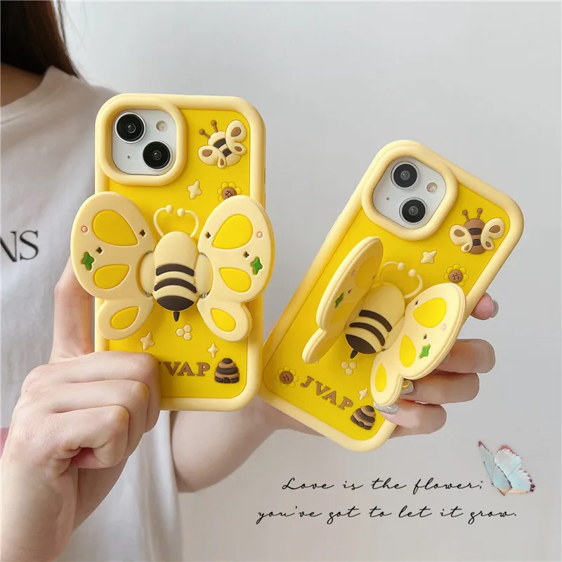 Capa de telefone adorável pop coreano para iPhone, capa macia de silicone bonito, suporte flexível, capa 11, 13Pro Max, 12, 14 Pro, XS Max, XR