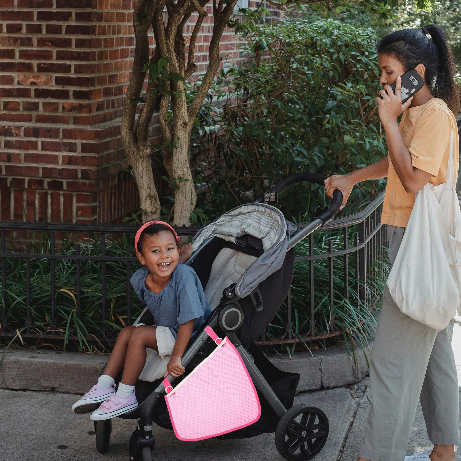 2 قطعة عربة أطفال الجانب الرافعة حقيبة التخزين المحمولة شبكة معلقة المنظم لملحقات الطفل حقيبة عربة أطفال محمولة