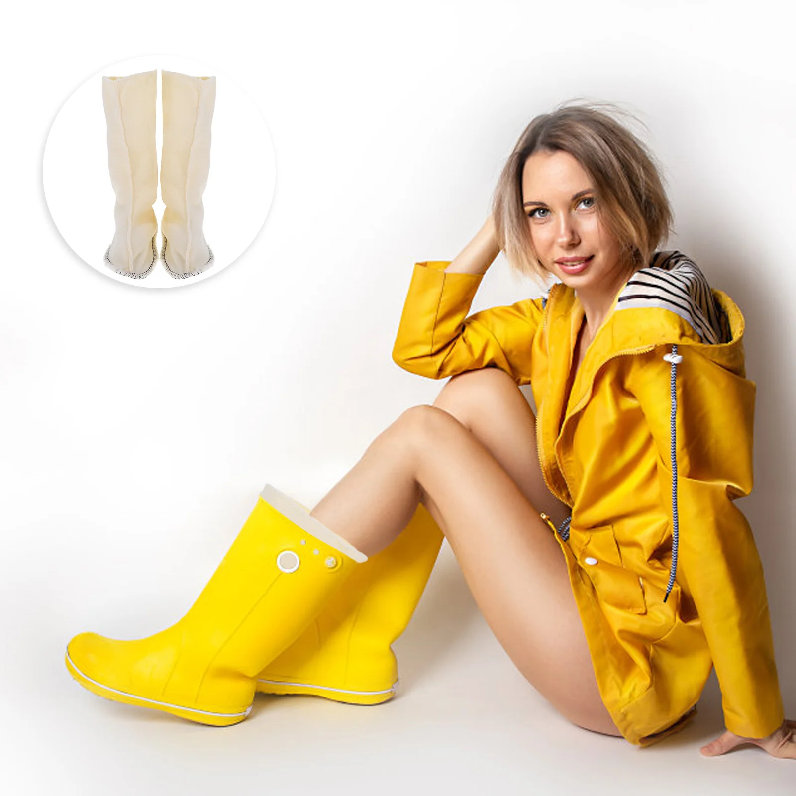 Rain Boots Socks Fluffy Liner Warm Short Insoles Wellies for Women Liners Lining