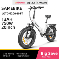 Folding Electric Bicycle SAMEBIKE LOTDM200 750W Motor 48V13Ah Battery NFC Card Aldult E-Bike20*4.0 Inch Tire City Electric Bike