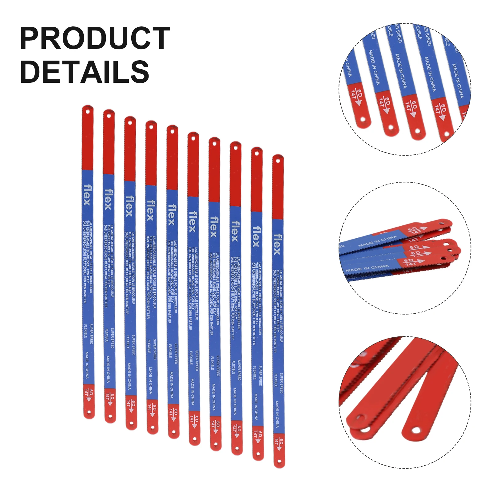 10pcs  Hacksaw Blades 300mm Hand Saw Blades Set 14T 18T 24T Bi-Metal Hacksaw Blades For Meat/Wood/Woodworking Cutting Tools