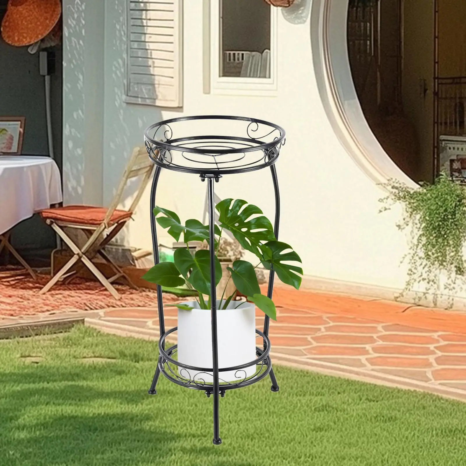 Stojak na rośliny Stojak na doniczki Dwuwarstwowy Odpinany Stojak na doniczkę Dekoracyjny na narożnik Balkon Patio Wewnątrz Na zewnątrz