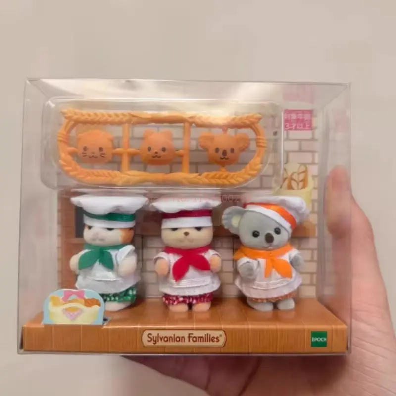 En Stock Sylvanian familles pain Chef bébé ensemble Anime Figure famille jouet chocolat lapin Chef ensemble pour enfants cadeau d'anniversaire jouet