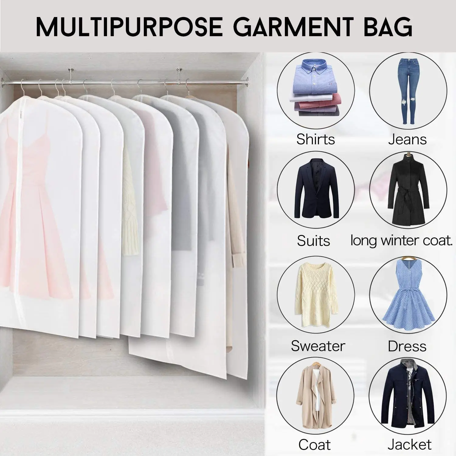 Clothes Hanging Dust Cover Wedding Dress Cover Suit Coat Storage Bag Clear Garment Bag Organizer Wardrobe Hanging Clothing Cover