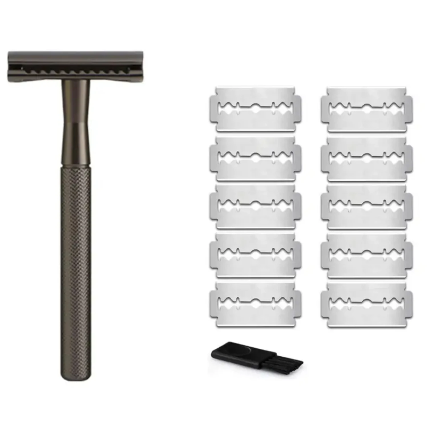 Metal Safety Razor for Men and Women - Superior Quality Reusable Shaving Razor with 10 Blades, Eco-Friendly Design for Smooth an