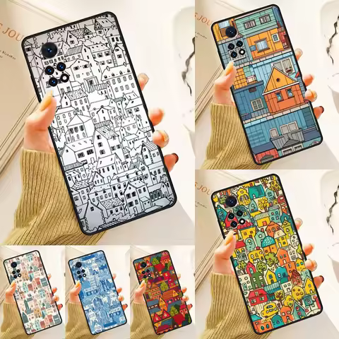 Cartoon House Aesthetic Case For Samsung Galaxy S24 Plus S23 S20 S21FE Lite S22 Ultra Note 20 S8 S9 S10 Phone Coque